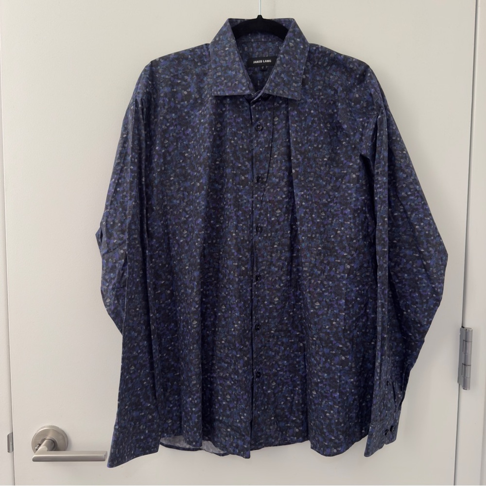 Jared Lang Abstract Print 100% Cotton Button Up Down Shirt Size 17 XL Patterned